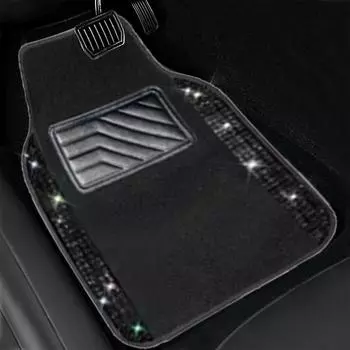 Шикарные автомобильные коврики для женщин, автомобильный коврик со стразами, водонепроницаемые автомобильные передние и задние коврики с противоскользящей ПВХ-подкладкой для белый