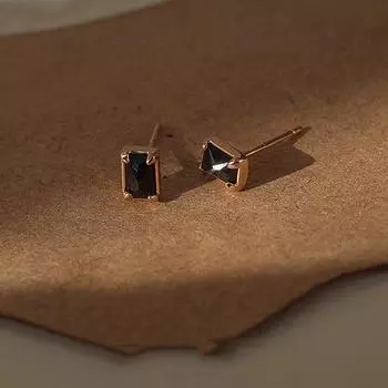 Бренд Mihmily — мини-серьги-гвоздики с черными геометрическими бриллиантами, изысканные и модные чёрный