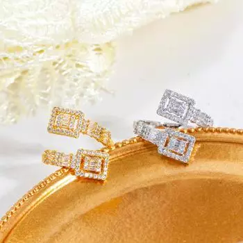 Шикарные квадратные кольца CMM с кубическим цирконием, яркие геометрические регулируемые кольца для женщин, обручальные, свадебные, банкетные украшения серебряный