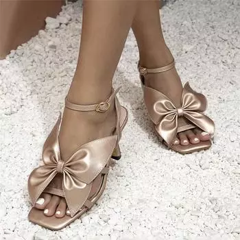 Шикарные летние милые женские туфли с узлом-бабочкой, модные женские туфли с галстуком-бабочкой, элегантная обувь, сексуальные летние модные сандалии на высоком каблуке для вечеринок 10 золотой