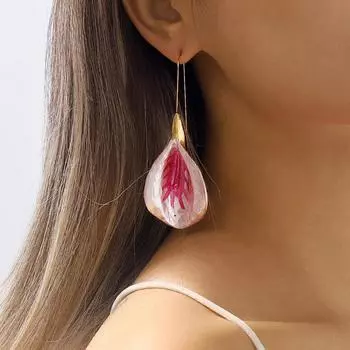 Шикарные летние серьги с подвесками из сплава с яркими цветами розовый