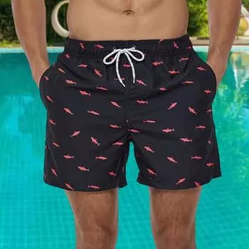 Шикарные пляжные шорты Свободная пляжная одежда Повседневные шорты для плавания контрастного цвета 2XL чёрный