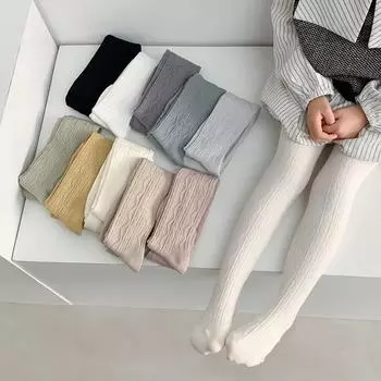 Шикарные простые детские колготки для девочек, модные однотонные корейские леггинсы, чулки для детей, осень-весна, утолщенные хлопковые колготки M