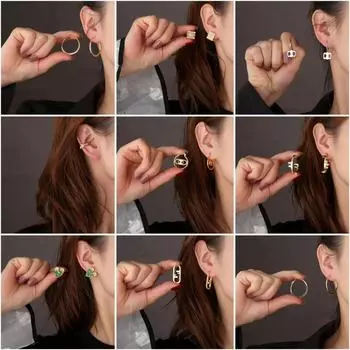 Шикарные ретро-серьги с бриллиантами: Уникальные и стильные ушные клипсы для женщин H02509 Ear bone clip single 1.1g