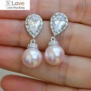 Шикарные серьги-подвески с имитацией жемчуга, элегантные женские украшения для вечеринок, эстетичные женские украшения, блестящие аксессуары из кристаллов CZ