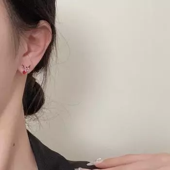 Шикарные серьги-сердечки с крыльями красного дьявола: Изысканный, компактный, стильный дизайн для женщин devil wings heart earrings красный