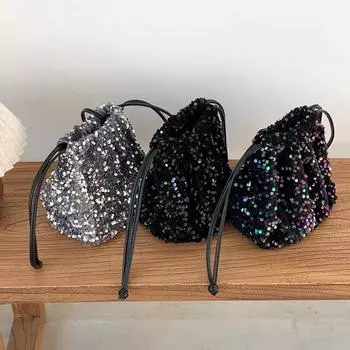 Шикарные сумки через плечо с пайетками, модная популярная сумка-ведро на шнурке, сумка через плечо Shing, дизайнерские зимние сумки розовый