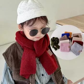 Шикарные теплые меховые шарфы для мальчиков и девочек, модные корейские однотонные шарфы для малышей, осенне-зимние шарфы из кашемира и шерсти