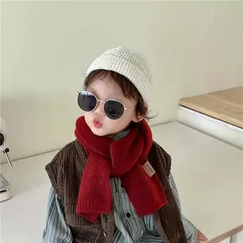 Шикарные теплые меховые шарфы для мальчиков и девочек, модные корейские однотонные шарфы для малышей, осенне-зимние шарфы из кашемира и шерсти