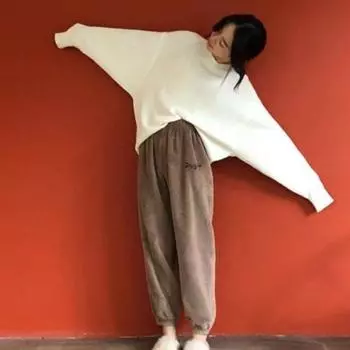 Шикарные термоштаны, широкие незамерзающие свободные женские однотонные утепленные коралловые флисовые повседневные штаны для сна, уличная одежда синий