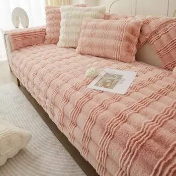 Шикарные утолщенные плюшевые чехлы на диваны из искусственного кролика для диванов, 2, 3, 4-местные чехлы для диванов, нескользящие ультра-мягкие полотенца для кресел с откидной спинкой Cushion cover45x45cm