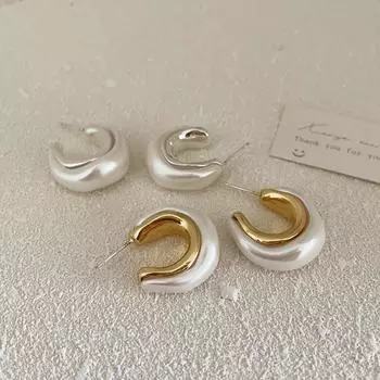 Шикарные винтажные металлические серьги-гвоздики неправильной формы C-образной формы для женщин, стильный ювелирный аксессуар нетрадиционного дизайна золотой