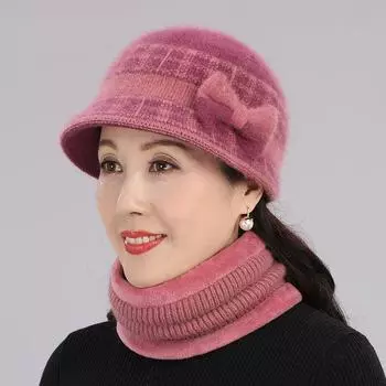 Шикарные вязаные шапки с бантами, удобные для зимы, теплые шапки 1 pc(only a hat) красный