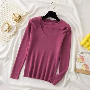 Шикарные вязаные свитера с круглым вырезом и длинным рукавом для женщин, осенние элегантные облегающие повседневные однотонные пуловеры, свитера для женщин, модные зимние джемперы 25487 One Size чёрный