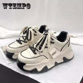Шикарные женские кроссовки Dad Sneakers — модная толстая подошва, повседневные кроссовки, визуально увеличивающие рост, с клетчатыми и броги-деталями, шнуровка, дышащая ткань 35 чёрный