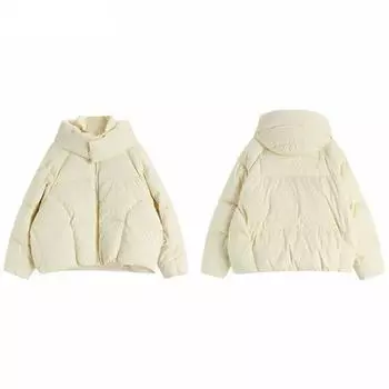 Шикарные женские парки с хлопковой подкладкой и капюшоном, зимние теплые свободные однотонные утепленные женские пальто, женская верхняя одежда на молнии S бежевый