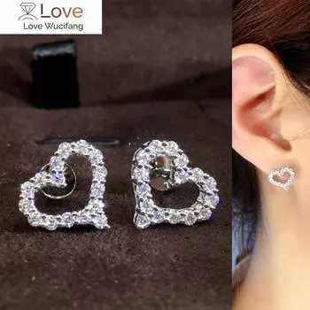 Шикарные женские серьги-гвоздики в форме сердца с ослепительным цирконием, эстетичные свадебные аксессуары, изысканный подарок невесте, ювелирные изделия