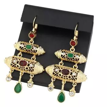 Шикарные женские серьги золотого цвета, ювелирные изделия для невесты, длинные геометрические серьги, традиционное искусство, бижутерия белый