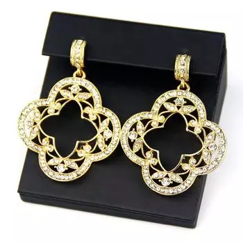 Шикарные женские золотые серьги-капли с кристаллами и цветком, свадебные украшения, арабский свадебный подарок золотой