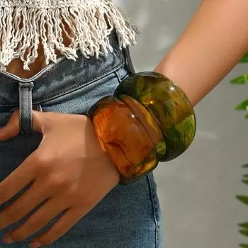 Шикарный браслет из прозрачной смолы в стиле бохо — уникальный нестандартный дизайн, идеально подходит для повседневного ношения и вечеринок one size