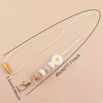 Шикарный брелок из силикона и деревянных бусин - застежка-крючок на все времена года; Универсальный аксессуар с подвеской в виде ромашки - 1 упаковка розовый