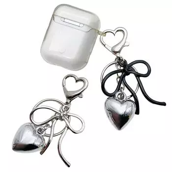 Шикарный брелок в виде сердца с бантом, уникальный брелок в виде сердца с бантом, стильный брелок с подвеской чёрный