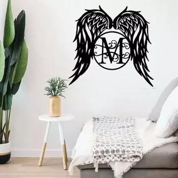 Шикарный цельный персонализированный перо крылья металлический знак новоселье свадебный подарок элегантная дверь подвесное настенное искусство светло-серый