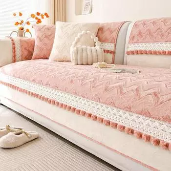 Шикарный чехол для 3-местного дивана из искусственного кроличьего меха, нескользящий чехол для мебели с защитой от кошек, плюшевый толстый L-образный чехол для дивана, дропшиппинг 110x240cm 1pc