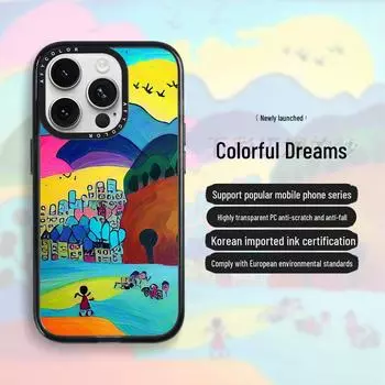 «Шикарный чехол для iPhone 15 с масляной живописью, магнитным поглощением, защитой от падений для Apple 14promax, дизайн Black Edge» 14 pro