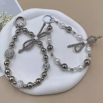 Шикарный чехол для мобильного телефона с подвеской в виде банта из жемчуга для женщин - ювелирные изделия против падения 001 красный