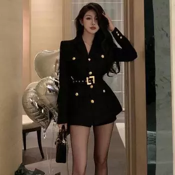 Шикарный деловой костюм весна-лето 2025: Модный комплект из двух частей шорт для девушек с небольшим ароматом для женщин M [95-105 lbs]