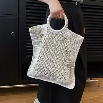Шикарный дизайн женская плетеная сумка летняя модная ажурная сумка повседневная большая вместимость сумки с ручкой для покупок (30cm<Max Length<50cm)