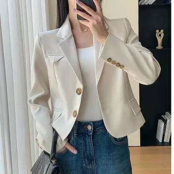 Шикарный и облегающий небольшой женский пиджак, идеально подходящий для весны и осени M чёрный