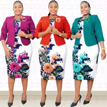 Шикарный и стильный комплект из двух предметов женского классического пальто больших размеров в африканском стиле с принтом XXL-42 фиолетовый