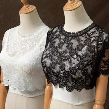 Шикарный искусственный воротник с прозрачным круглым вырезом для женщин False XL белый