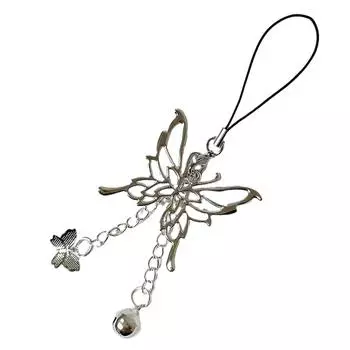 Шикарный кулон-колокольчик в виде бабочки, цепочка для телефона, изысканный брелок для косплея, стильный брелок с кулоном-бабочкой, украшение B