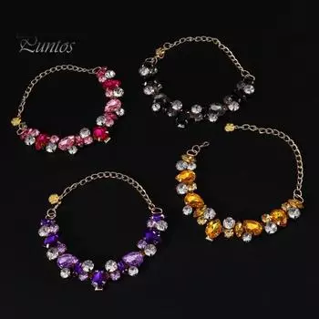 Шикарный кулон со стразами, ошейник для домашних животных, золотистая цепочка для кошек и собак, украшение для праздничной вечеринки, регулируемые модные товары для домашних животных S фиолетовый