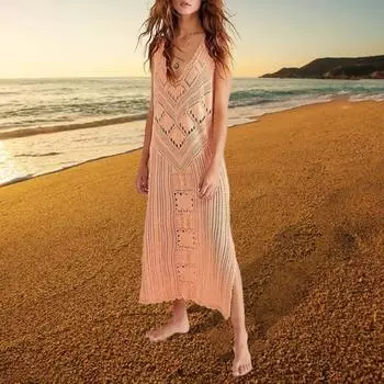 Шикарный купальник, накидка с вырезом, декоративный свободный крой, женское платье макси, длинный купальник, накидка для девочки