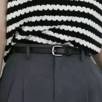 Шикарный Минималистичный Женский Ремень с Серебристой Металлической Круглой Пряжкой Идеально Подходит для Нарядов Standard Version