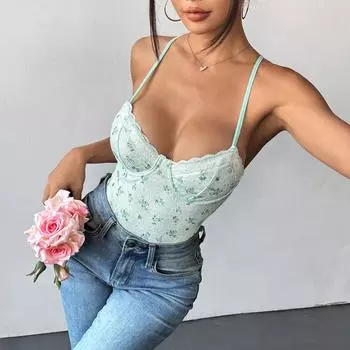 Шикарный облегающий комбинезон с кружевным принтом и открытой спиной — европейский и американский уличный стиль