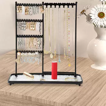 Шикарный органайзер для сережек и ожерелий золотой