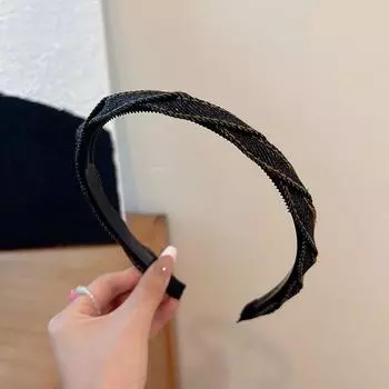 Шикарный плетеный ободок для волос из джинсовой ткани, нескользящие зубчатые повязки на голову для женщин и девушек, повседневные головные уборы для умывания, нарядные головные уборы