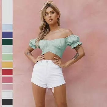 Шикарный плиссированный пуловер-топ на одно плечо - модный и милый ультракороткий облегающий топ на бретельках для женщин Medium