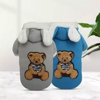 Шикарный плюшевый термокардиган, зимняя толстовка с капюшоном для собак, одежда для домашних животных, зимнее пальто для домашних животных 2XL синий