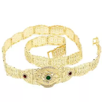 Шикарный пояс золотого цвета, цепочка для тела для женщин, цепочка на талию с кристаллами, ювелирные изделия, регулируемая длина красный