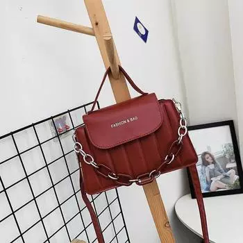 Шикарный повседневный клатч на цепочке, кошелек-перевертыш, женская сумка для покупок, плиссированная кожаная классическая сумка, красная сумка-тоут 22*8*15cm красный