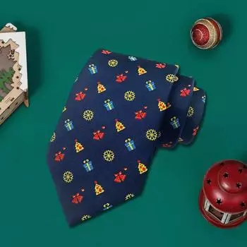 Шикарный праздничный гладкий рождественский галстук со снежинкой в подарочной коробке на Рождество для банкета синий