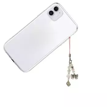 Шикарный шарм для телефона с бантиком, милый клубничный телефон, очаровательный ремешок для ключей, милый брелок для ключей, аксессуар для сумки, кошелька, рюкзака серебряный