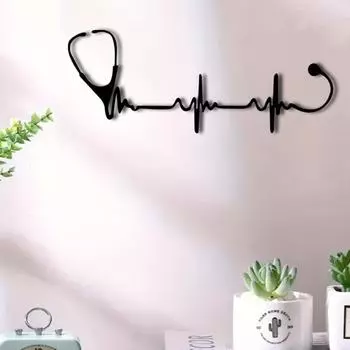 Шикарный стетоскоп Металлический настенный арт-объект Подарок для врачей и персонала Большой железный хирургический домашний декор Стетоскоп Металлический настенный арт-объект Шикарные врачи чёрный