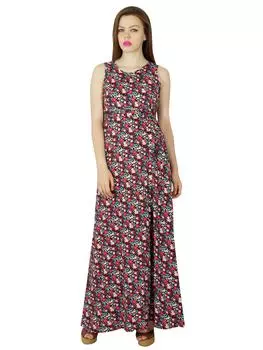 Шикарный стиль мантии дня вискозного платья длинного флористического макси женщин Бимба многоцветный 14 разноцветный